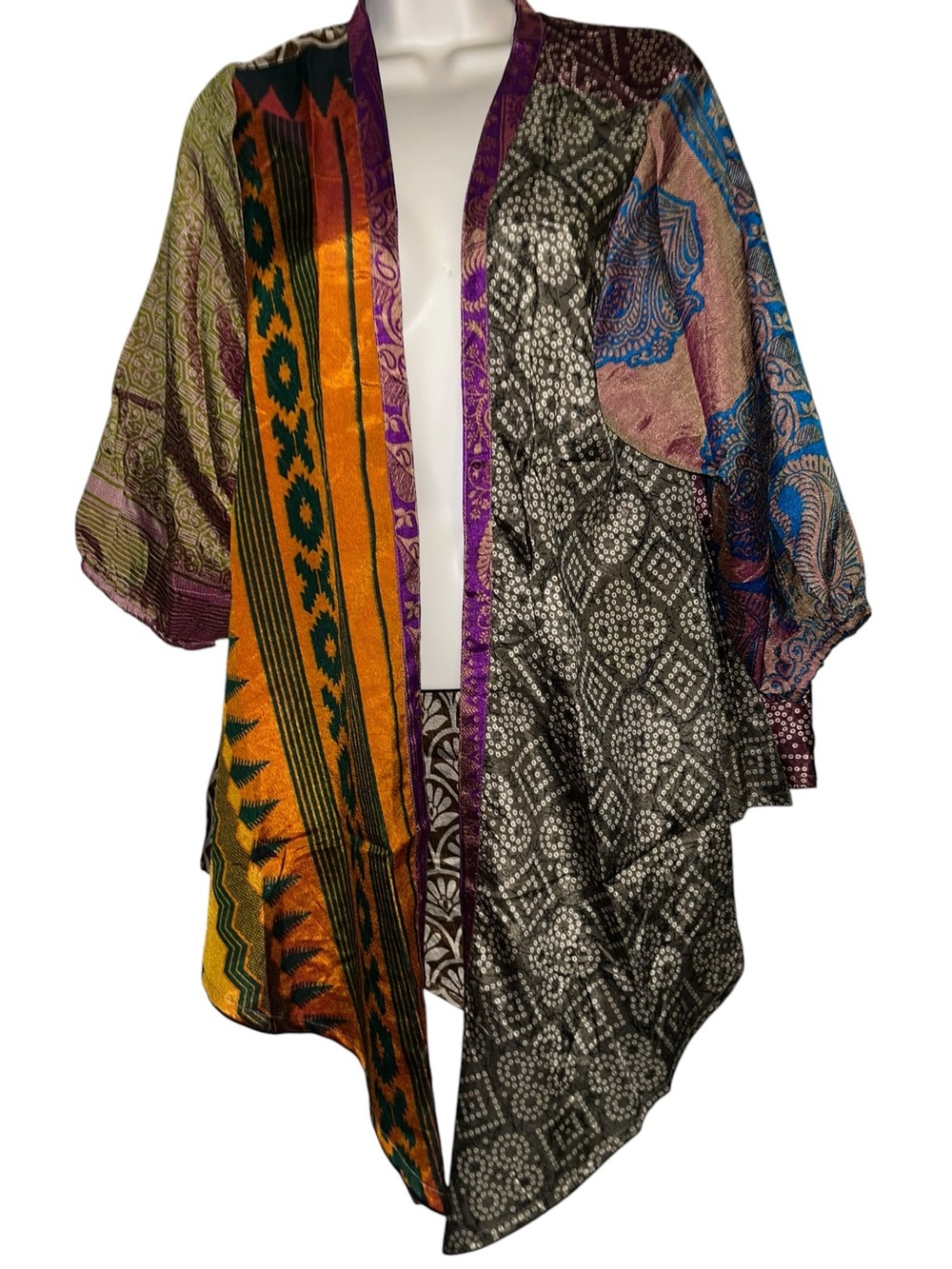 Bohemian Multi-Color Tie-Front Kimono - Picture 2 of 9